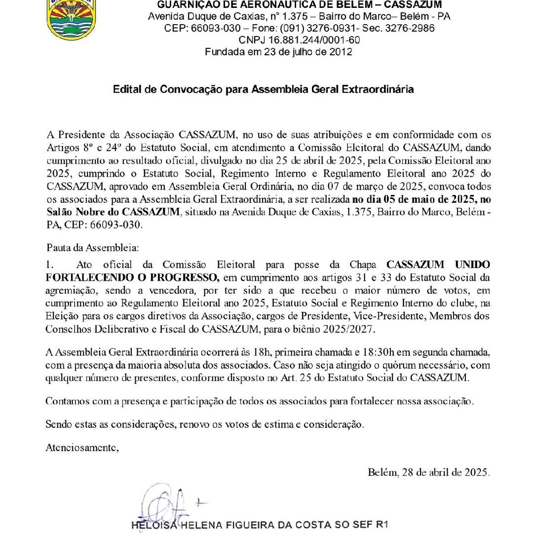 Edital de Convocação para Assembleia Geral Ordinária…